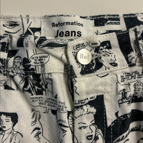 Reformation Newsprint/Comic Print Highrise Jeans - Picture 5 of 17